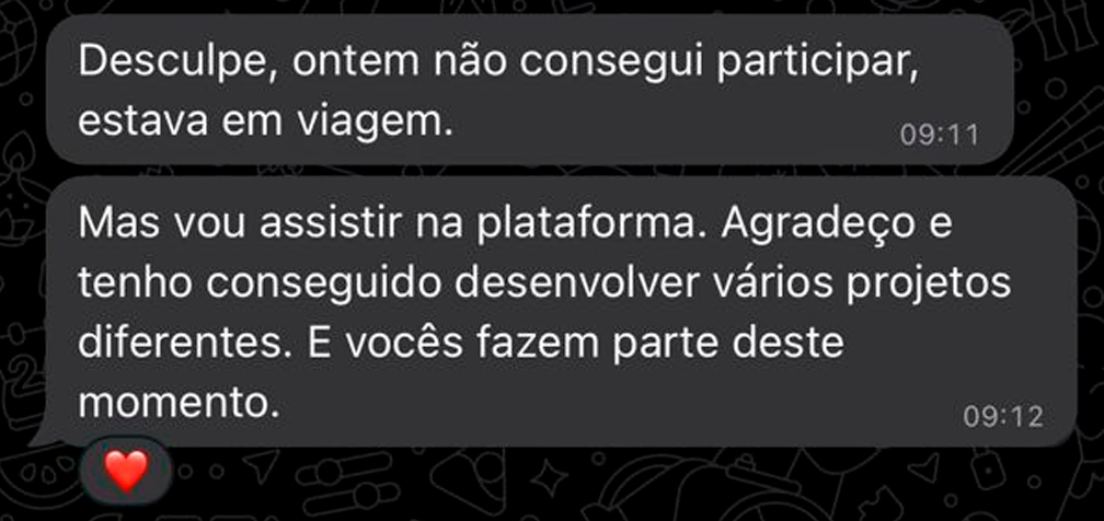 Depoimento de aluno enviado