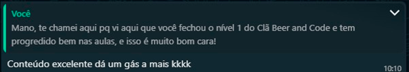 Depoimento de aluno enviado