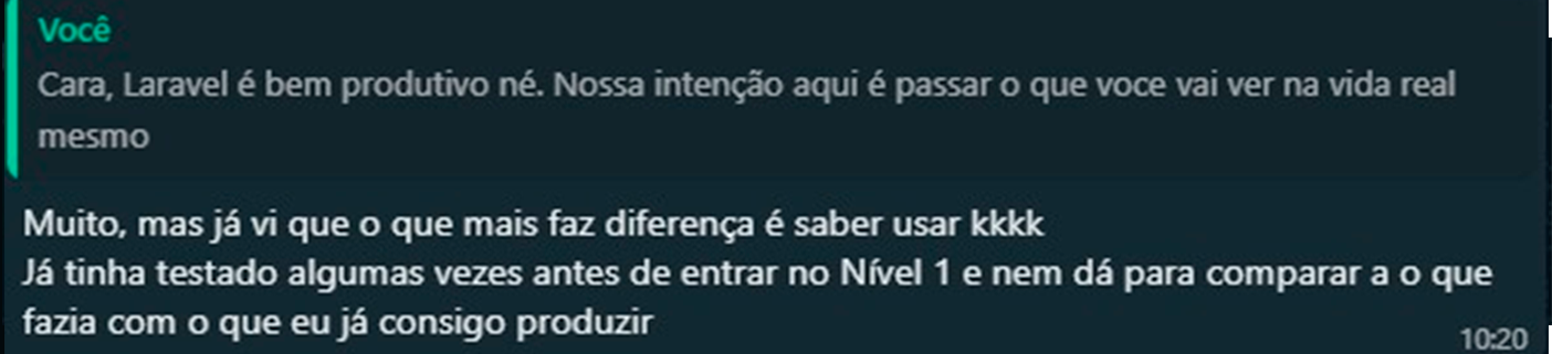 Depoimento de aluno enviado