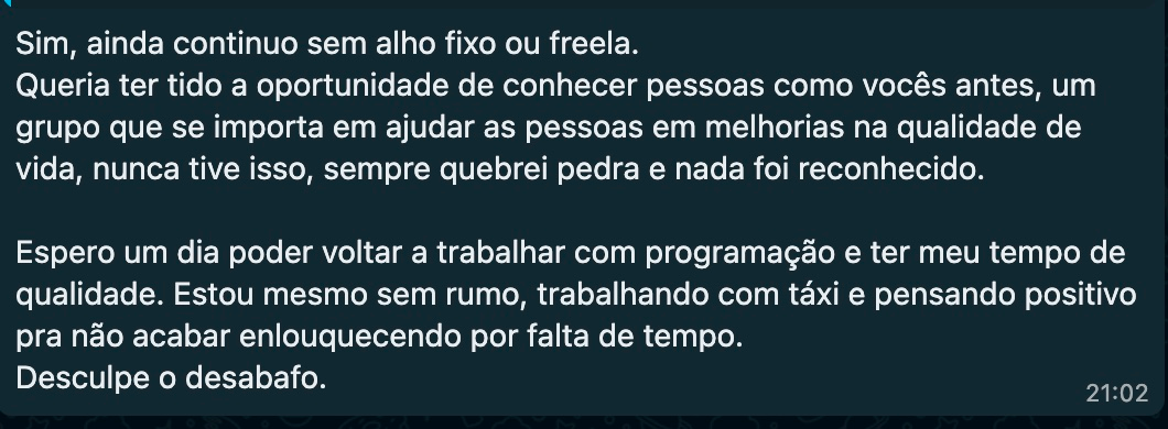 Depoimento de aluno enviado