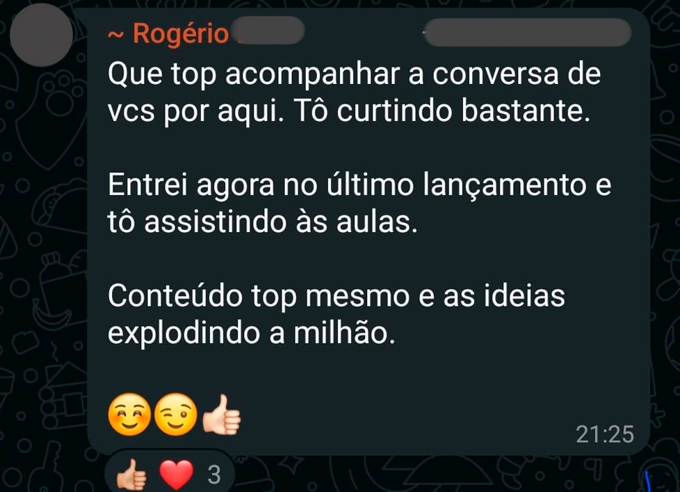 Depoimento de aluno enviado