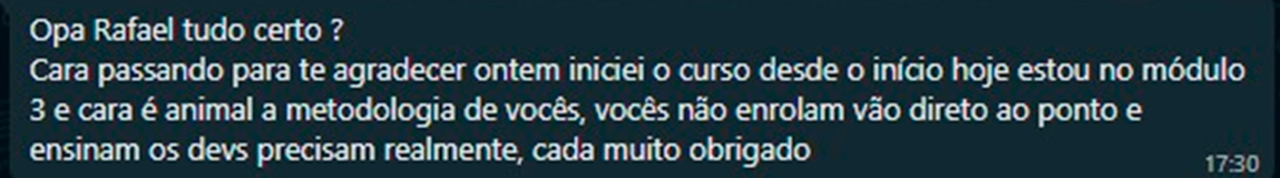 Depoimento de aluno enviado